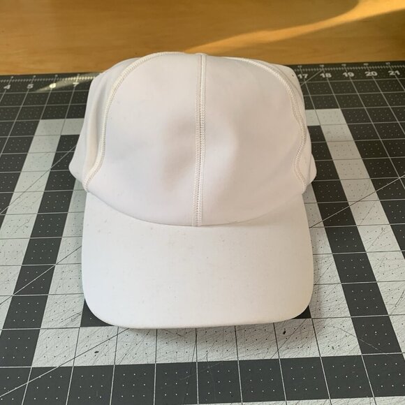 Lululemon Fast Free Run Running Athletic Hat Cap White Reflective Logo *STAINS - Picture 1 of 13
